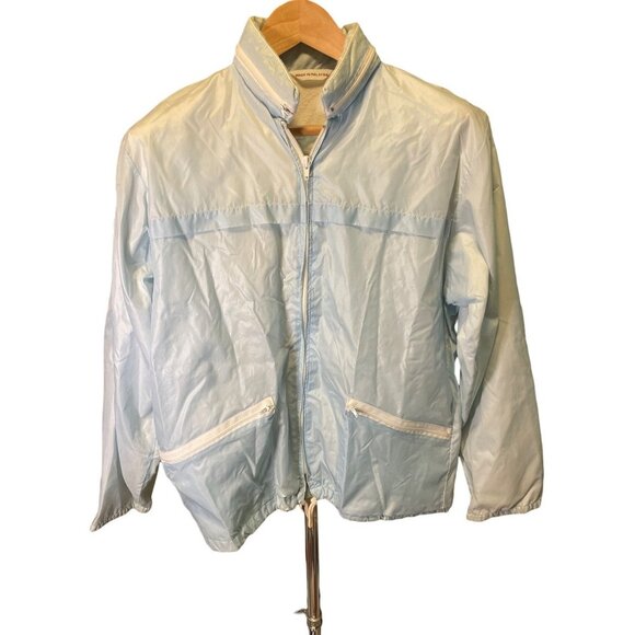 Lady Van Heusen Light Blue Zippered Cotton Lined Windbreaker SZ Medium - Picture 1 of 7